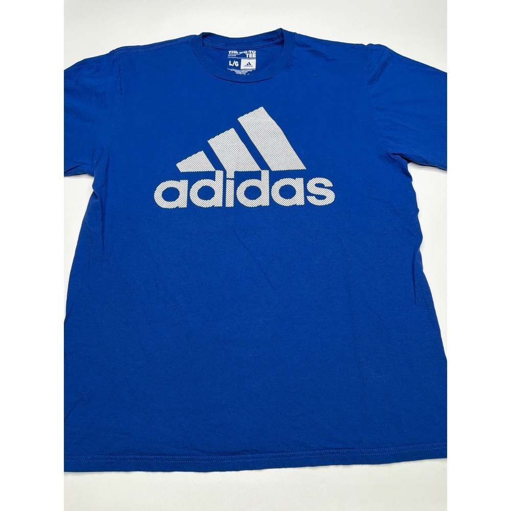 Adidas Blue T Shirt Men's Size‎ L/G The Go-To Tee Cotton Logo Graphic
